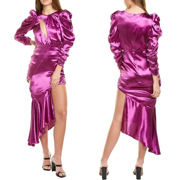 FOR LOVE & LEMONS NWT  Bowie Cutout Metallic Dress Purple Size S - Picture 3 of 11